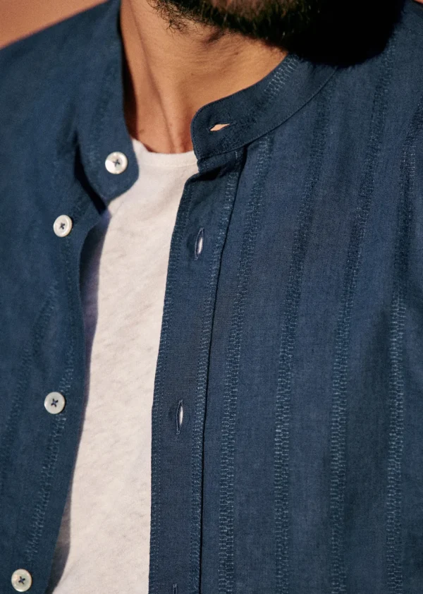 Sezane Hemd Benny Baumwolle Leinen< Hemden mit Mao-Kragen | Gestreifte hemden