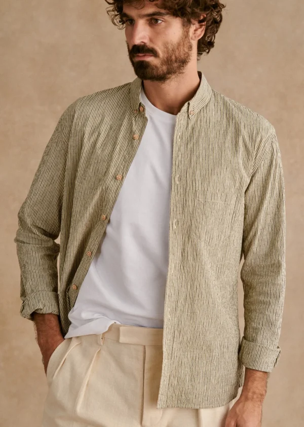 Sezane Hemd Charlie Seersucker Coton Lin< Gestreifte hemden | Seersucker-Hemden