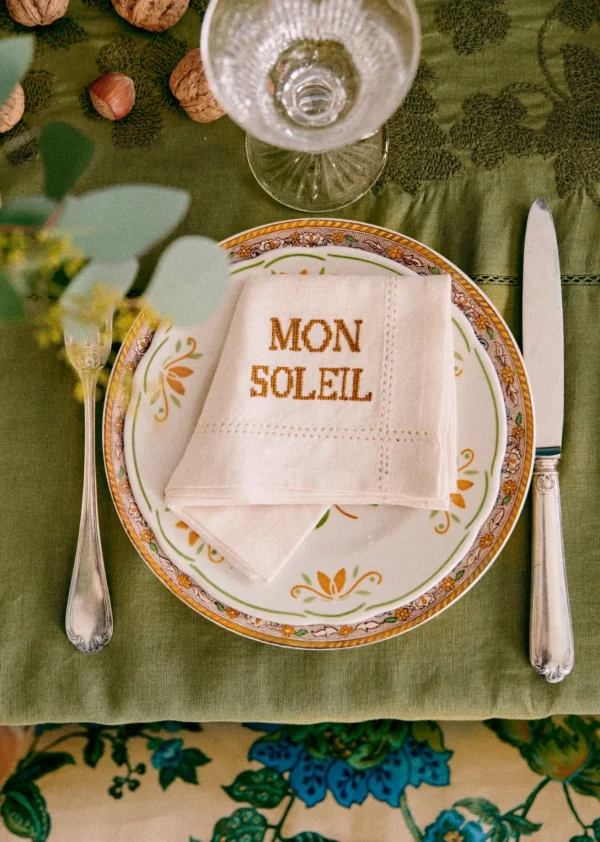 Sezane Set Aus 4 Handtüchern - Die Gestickten Wörter< Geschirr | Textilien