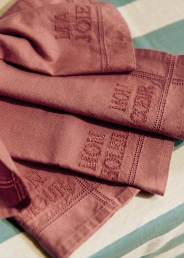 Sezane Set Aus 4 Handtüchern - Die Gestickten Wörter< Geschirr | Textilien